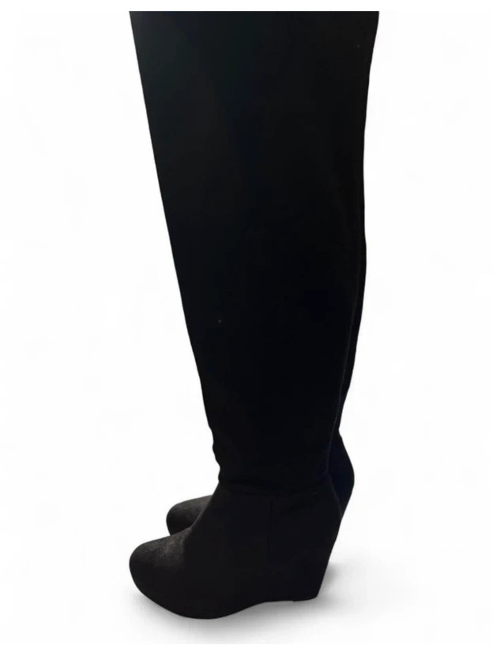 Chinese Laundry Black Suede Wedge Thigh-High Boots size 7